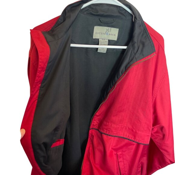 Vintage Cutter & Buck Jacket Red Lightweight Casual Lined Mens size M Cotton Ble - Picture 9 of 11